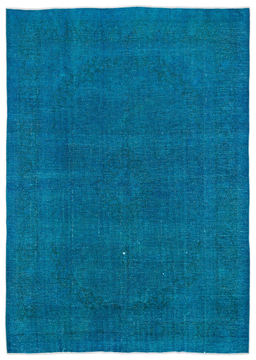 Load image 1 in gallery view. Solid teal distressed-style rug with a faint, worn-in traditional medallion pattern.