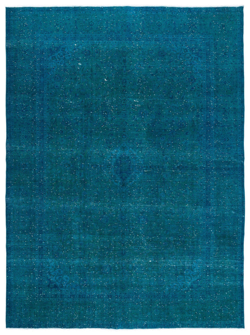 Load image 1 in gallery view. Teal distressed area rug with a faint traditional medallion pattern and white speckled texture on a white background.