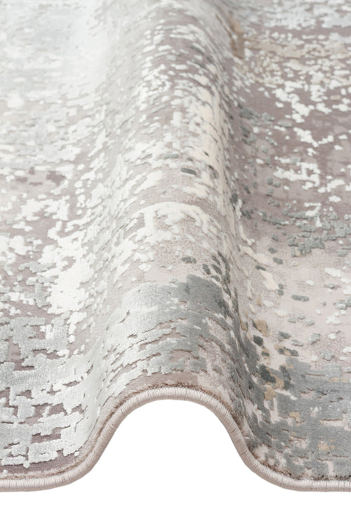 Load image 1 in gallery view. Grey and white abstract distressed pattern rug with a soft, folded texture on a white background.