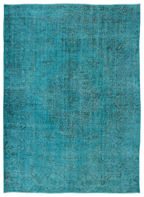 Load image 1 in gallery view. Teal distressed area rug with a faint, traditional central medallion pattern on a white background.