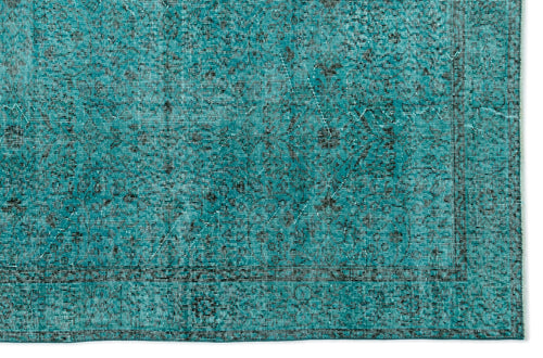 Load image 1 in gallery view. Teal and black distressed rug with a traditional medallion pattern and a bordered edge.