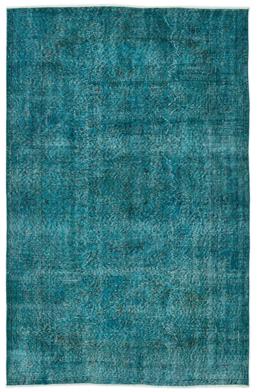 Load image 1 in gallery view. Teal distressed area rug with a faded traditional medallion pattern and a white fringed edge.