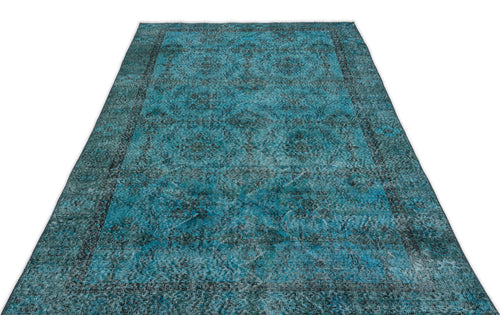 Load image 1 in gallery view. Teal and black distressed traditional rug with a central medallion pattern on a white background.