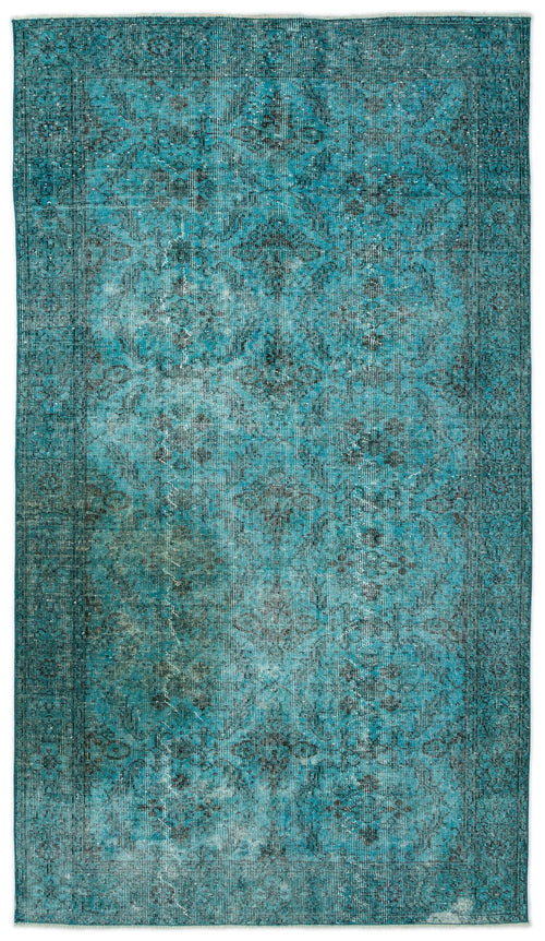 Load image 1 in gallery view. Teal and black distressed rug with a traditional medallion pattern and a faded, vintage-style finish.