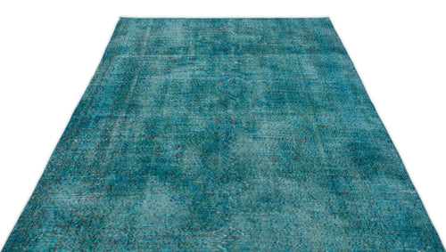 Load image 1 in gallery view. Teal and blue distressed vintage-style rug with a faded, worn-in texture on a white background.