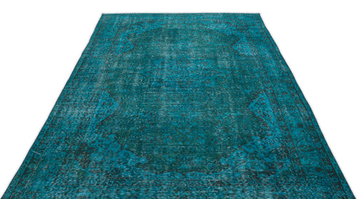 Load image 1 in gallery view. Teal and black distressed traditional rug with a central medallion pattern on a white background.
