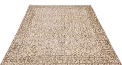 Load image 1 in gallery view. The Mofean Vintage Floral Rug (5'2 x 8'7) features a rectangular beige flatweave with an intricate vine and decorative border in light brown and cream, bringing a vintage-inspired, elegant touch to any space.