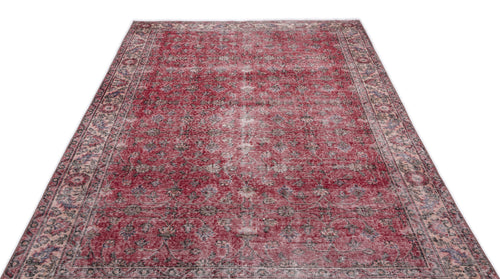 Load image 1 in gallery view. Distressed red and cream traditional rug with an intricate floral medallion pattern on a white background.
