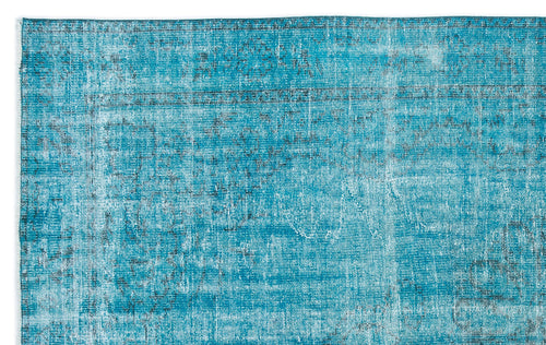 Load image 1 in gallery view. Teal and white distressed rug with a faded traditional medallion pattern.