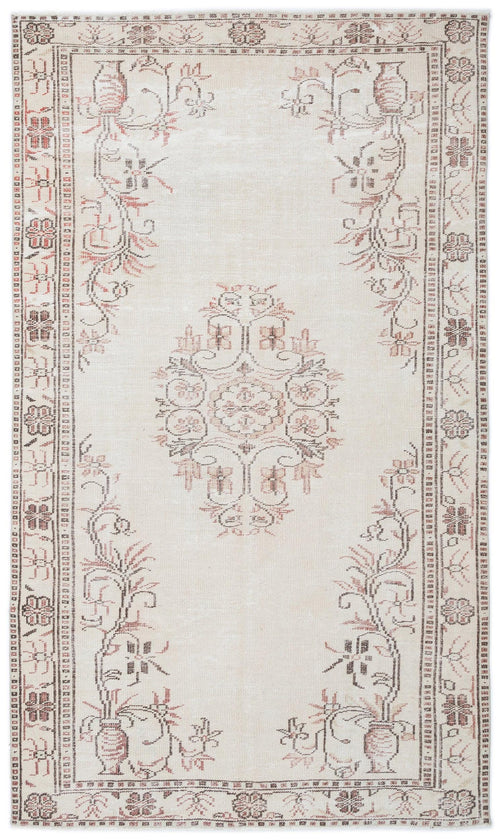 Load image 1 in gallery view. Cream area rug with a central floral medallion and botanical border in muted terracotta and charcoal tones.