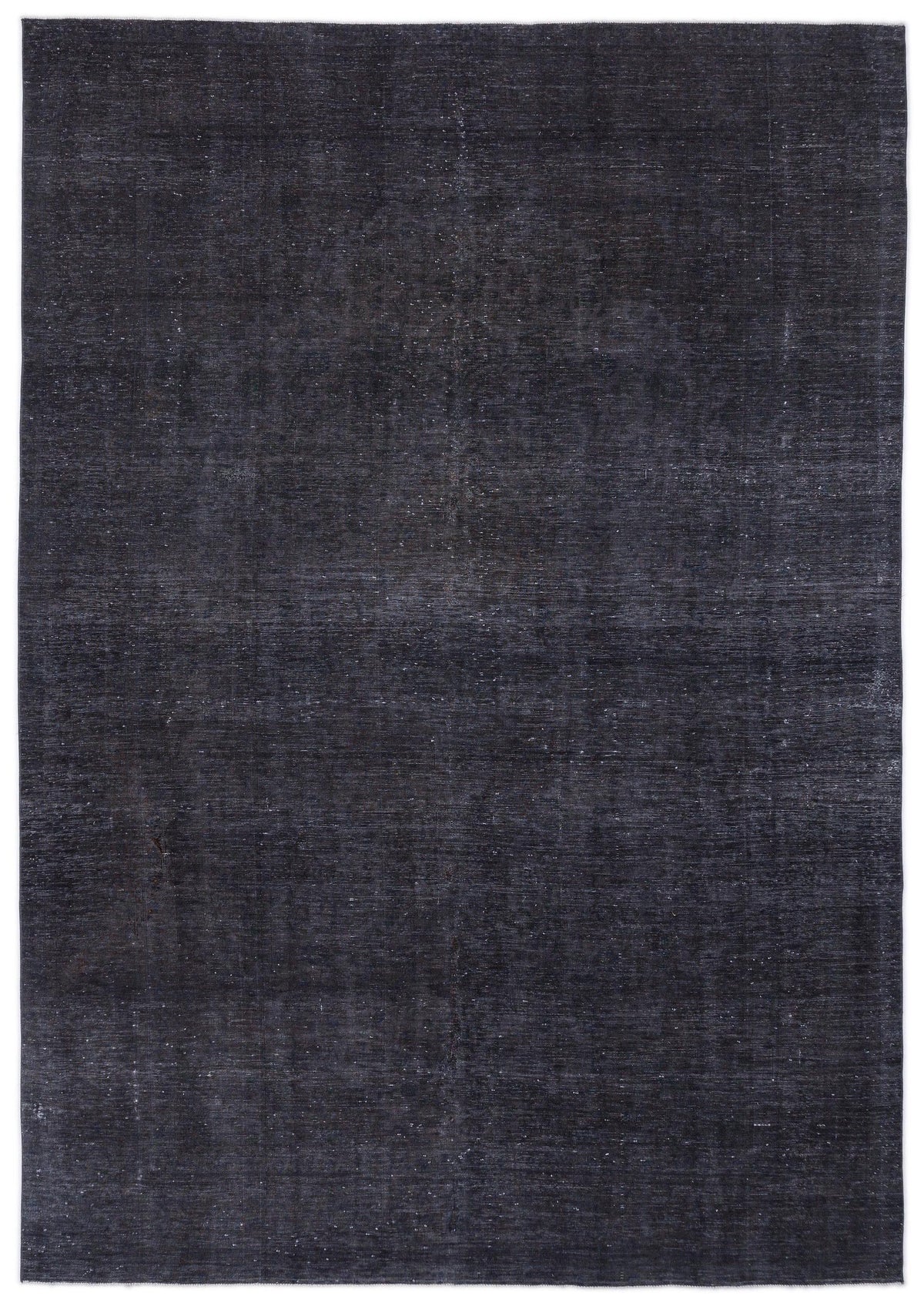 Solid charcoal grey rug with a distressed, low-pile texture and subtle horizontal grain.