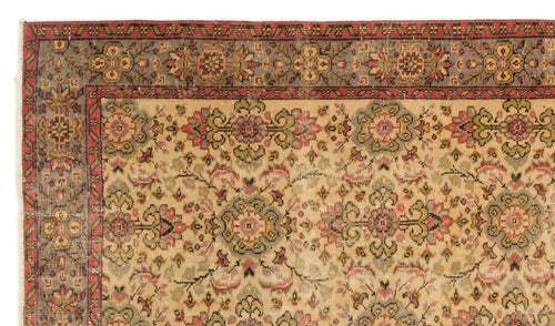 Load image 1 in gallery view. Beige traditional rug with a red and grey floral medallion border and intricate botanical patterns.