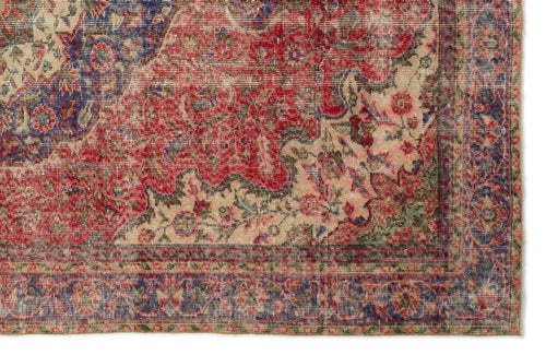 Load image 1 in gallery view. Traditional Persian-style rug with a red, blue, and beige floral medallion pattern and a detailed border.