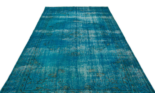 Load image 1 in gallery view. Teal and blue distressed vintage-style rug with a faded traditional medallion pattern on a white background.