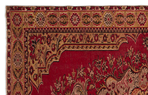 Load image 1 in gallery view. Red and tan traditional rug with a detailed floral medallion border and intricate geometric patterns.