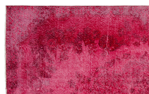 Load image 1 in gallery view. Magenta and deep red vintage-style rug with a distressed, overdyed texture.