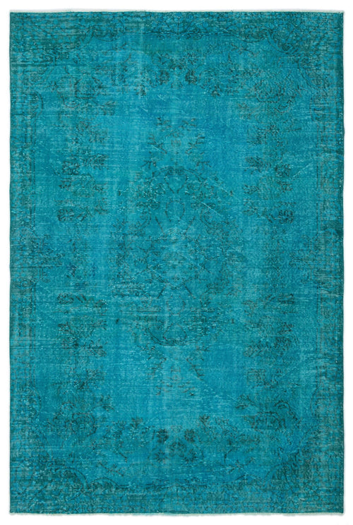 Load image 1 in gallery view. Teal distressed rug with a faded traditional floral medallion pattern and a decorative border.