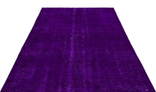 Load image 1 in gallery view. Deep purple vintage-style rug with a distressed, overdyed texture and faint traditional medallion pattern.