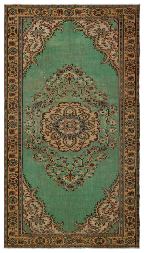 Load image 1 in gallery view. Teal rug with a central floral medallion and intricate brown and tan border on a white background.