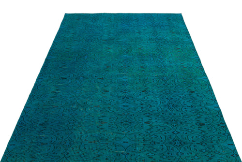 Load image 1 in gallery view. Teal vintage-style rug with a dark, distressed traditional medallion pattern on a white background.