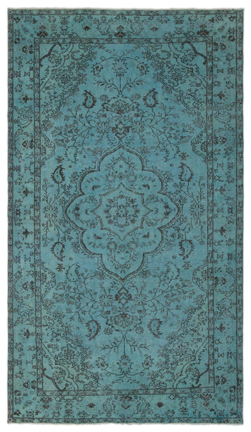 Load image 1 in gallery view. Teal traditional rug with a dark grey central medallion and intricate floral paisley border pattern.