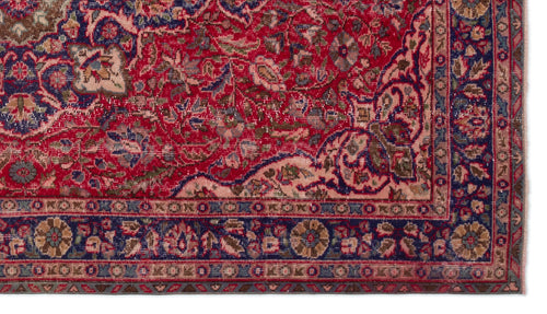 Load image 1 in gallery view. Red, navy, and beige traditional Persian-style rug with an intricate floral medallion pattern and a decorative border.