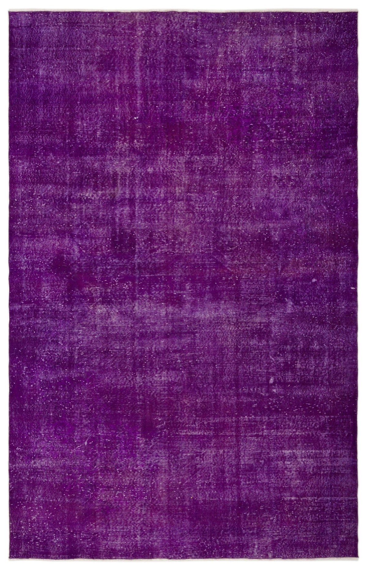 Solid deep purple vintage-style rug with a distressed, faded texture on a white background.