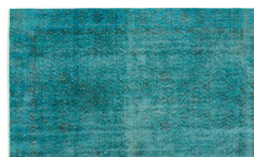 Load image 1 in gallery view. Teal distressed rug with a faded traditional medallion pattern.