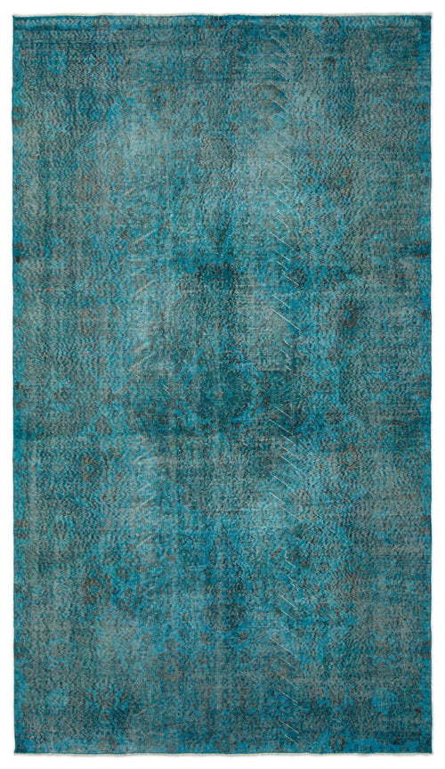 Load image 1 in gallery view. Teal and charcoal distressed rug with a faded traditional medallion pattern.