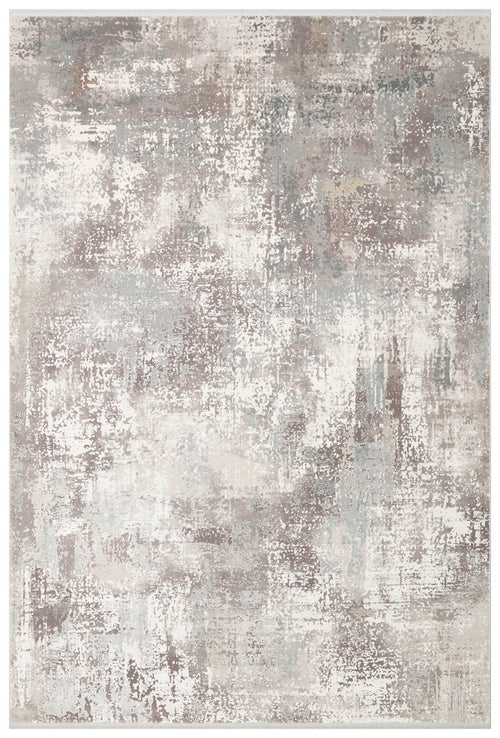Load image 1 in gallery view. Taupe, grey, and cream area rug with a distressed, abstract mottled pattern.