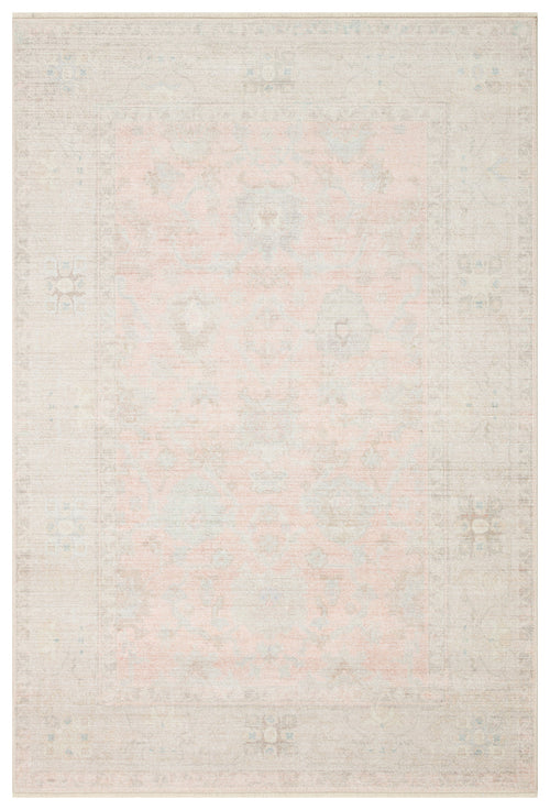 Bild 1 in Galerieansicht laden. Cream and pale pink traditional rug with a faded, distressed floral medallion pattern.