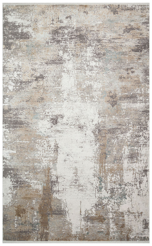 Load image 1 in gallery view. Grey, beige, and white area rug with a distressed, abstract mottled pattern.
