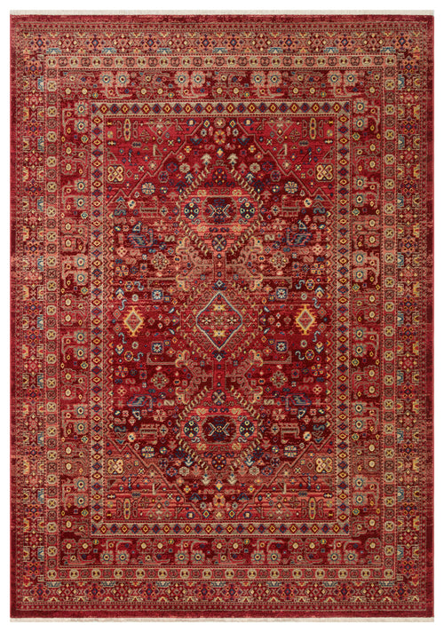 Load image 1 in gallery view. Deep red traditional Persian-style rug with a central medallion and intricate geometric floral border.