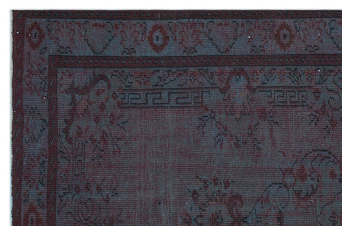 Load image 1 in gallery view. Dark charcoal and deep red traditional rug with a Greek key border and ornate floral motifs.