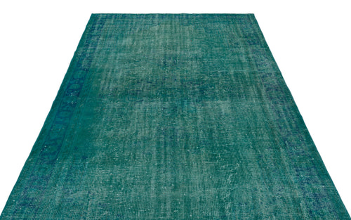 Load image 1 in gallery view. Teal and blue distressed vintage-style rug with a faded traditional pattern on a white background.