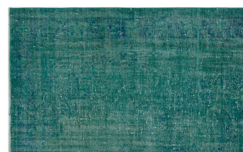 Load image 1 in gallery view. Teal and blue distressed vintage-style rug with a faded, textured weave pattern.