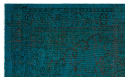 Load image 1 in gallery view. Teal rug with a dark, distressed traditional floral medallion pattern and a bordered edge.