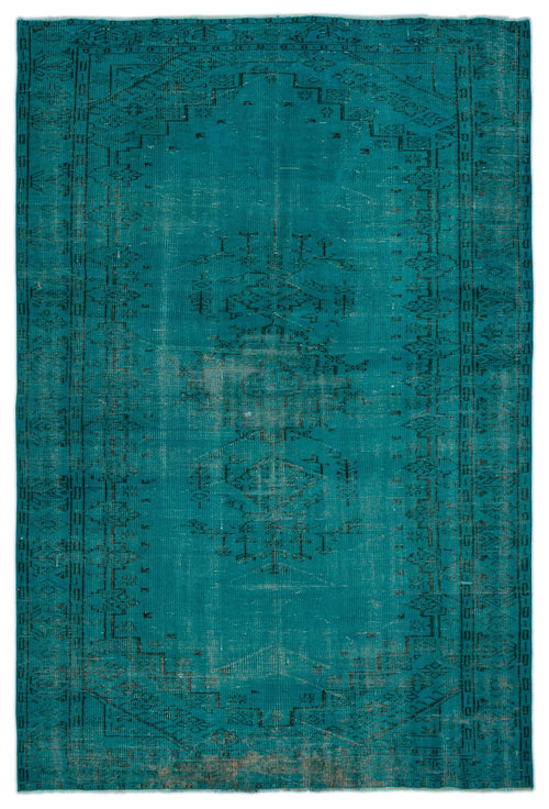 Load image 1 in gallery view. Teal distressed area rug with a dark charcoal traditional medallion and geometric border pattern.