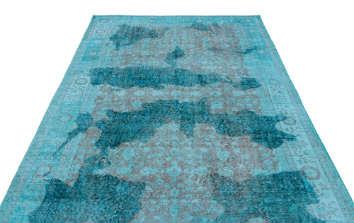 Load image 1 in gallery view. Turquoise and grey distressed area rug with a faded traditional medallion pattern and a decorative border.