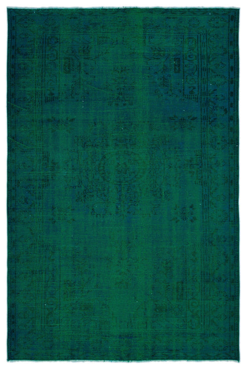 Load image 1 in gallery view. Emerald green vintage-style rug with a faint, tonal traditional medallion pattern and a bordered edge.