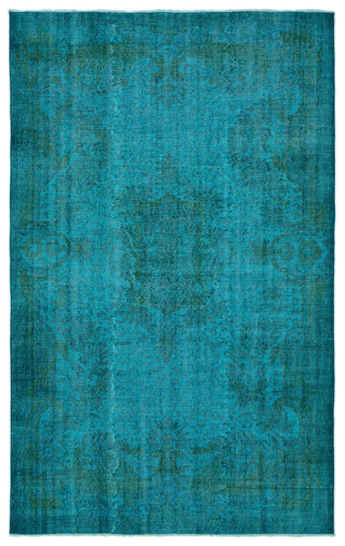 Load image 1 in gallery view. Teal and dark green distressed rug with a faded traditional medallion pattern on a white background.