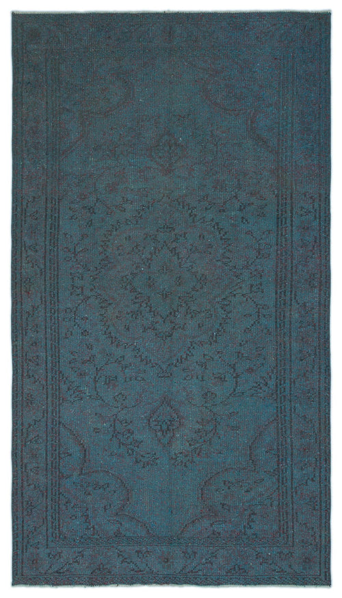 Load image 1 in gallery view. Teal rug with a subtle, dark-toned traditional floral medallion pattern and a bordered edge.