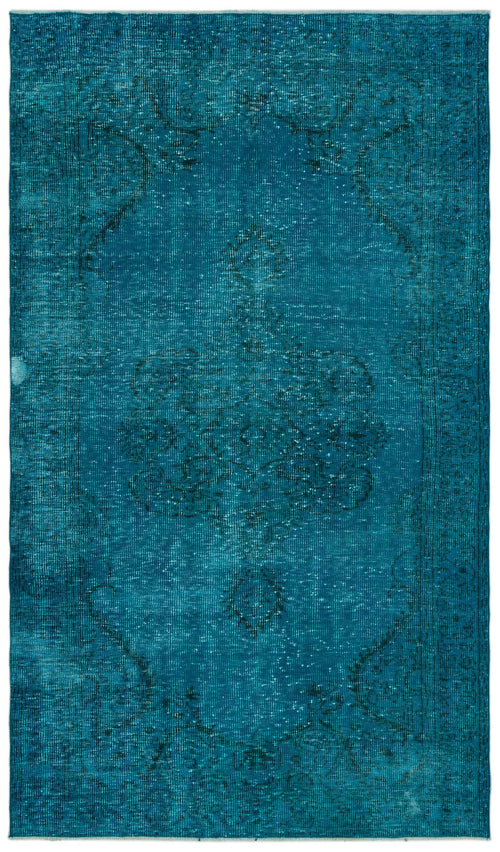 Load image 1 in gallery view. Teal distressed rug with a faded central medallion and traditional border pattern.