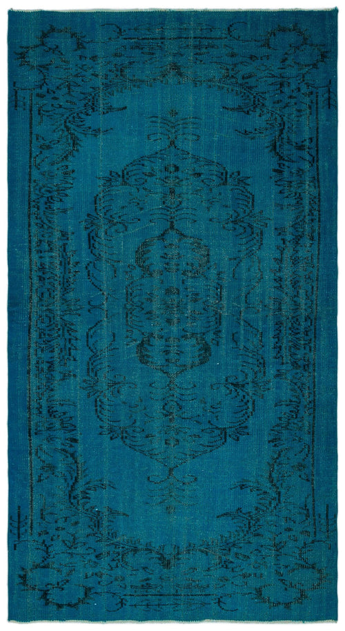 Load image 1 in gallery view. Teal rug with a dark blue traditional medallion pattern and a decorative border on a white background.