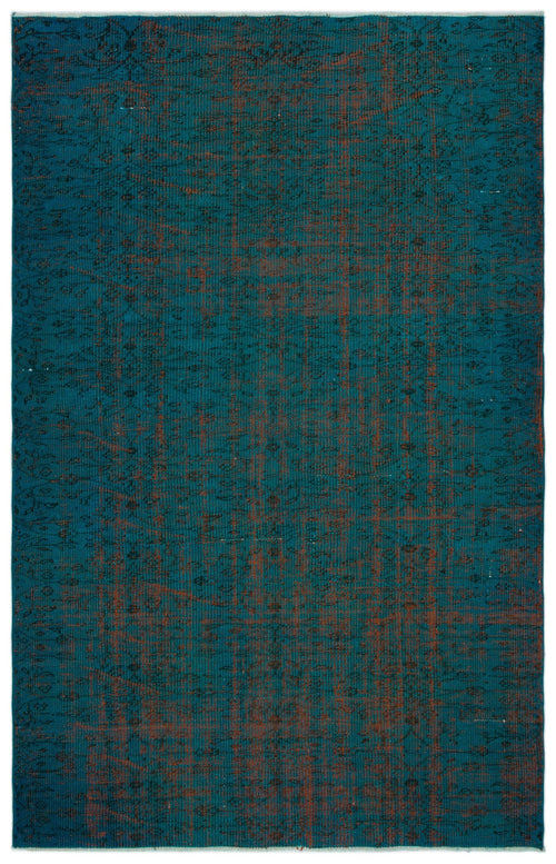 Load image 1 in gallery view. Teal and rust-colored distressed rug with a faded traditional floral pattern on a white background.