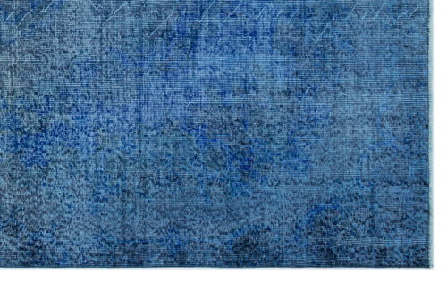 Load image 1 in gallery view. Distressed navy and royal blue rug with a faded, vintage-inspired texture on a white background.