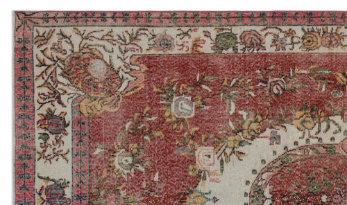 Load image 1 in gallery view. Traditional Persian-style rug with a red field, cream border, and intricate floral and vine motifs.