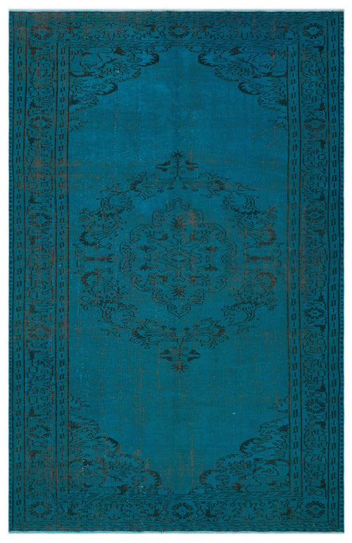 Load image 1 in gallery view. Teal rug with a distressed black traditional medallion pattern and a decorative border.