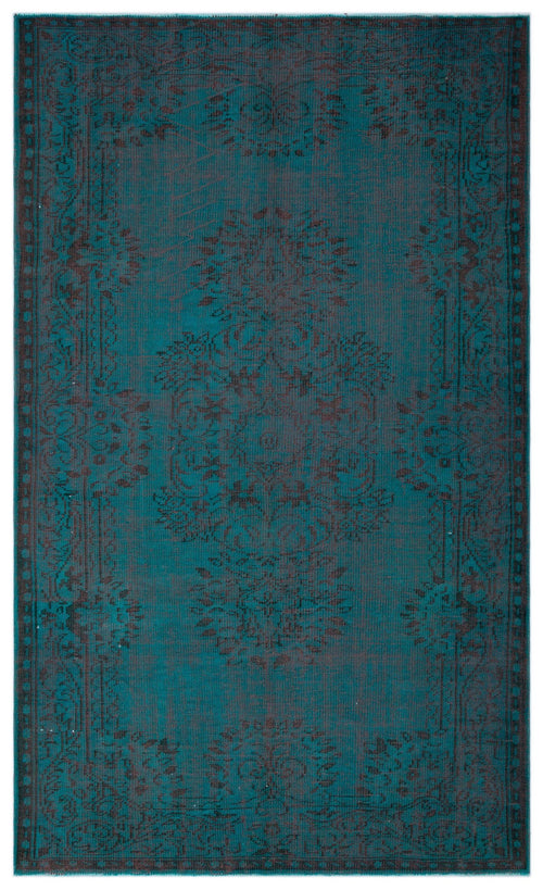 Load image 1 in gallery view. Teal and dark charcoal traditional rug with a distressed floral medallion pattern on a white background.
