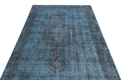 Load image 1 in gallery view. Blue and charcoal distressed rug with a traditional ornate medallion pattern on a white background.